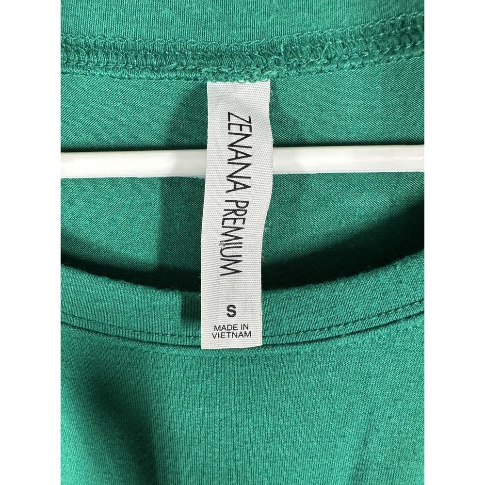 Zenana Premium Shirt Womens Small Green Scoop Neck Short Sleeve Tunic Top - Picture 3 of 6
